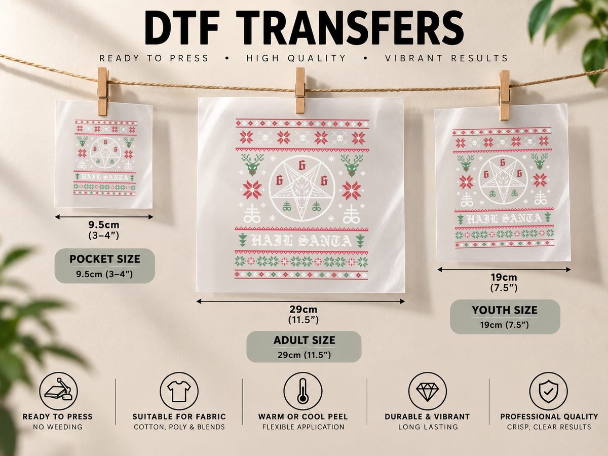 Hail Santa Ugly Christmas -, Men's Festive DTF Transfer Iron On