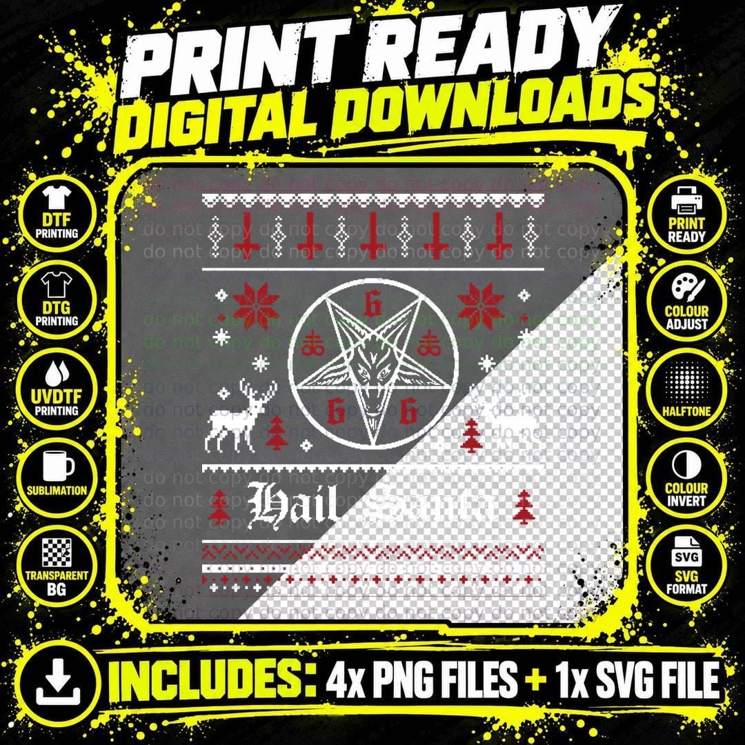 Hail Santa Ugly Christmas -, Xmas Party, Festive Png SVG Digital Bundle