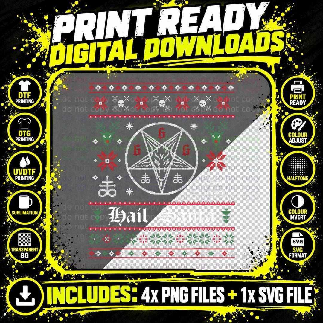 Hail Santa Ugly Christmas Sweater T-Shirt Png SVG Digital Bundle