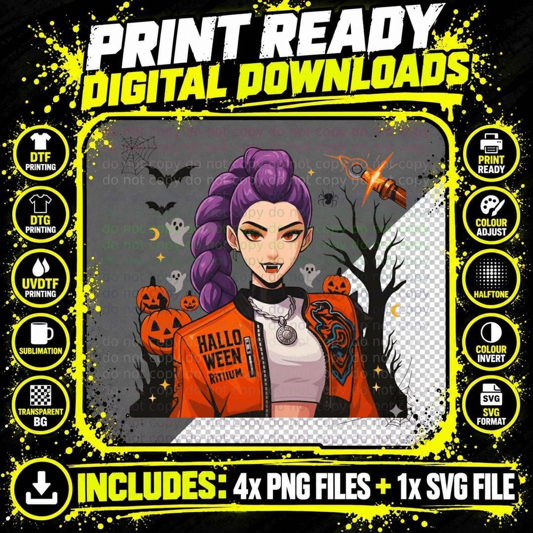 Halloween Witch Costume T-Shirt, Spooky Party Wear Png SVG Digital Bundle