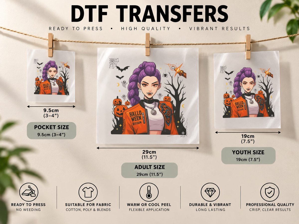 Halloween Witch Costume, Spooky Party Wear DTF Transfer Iron On