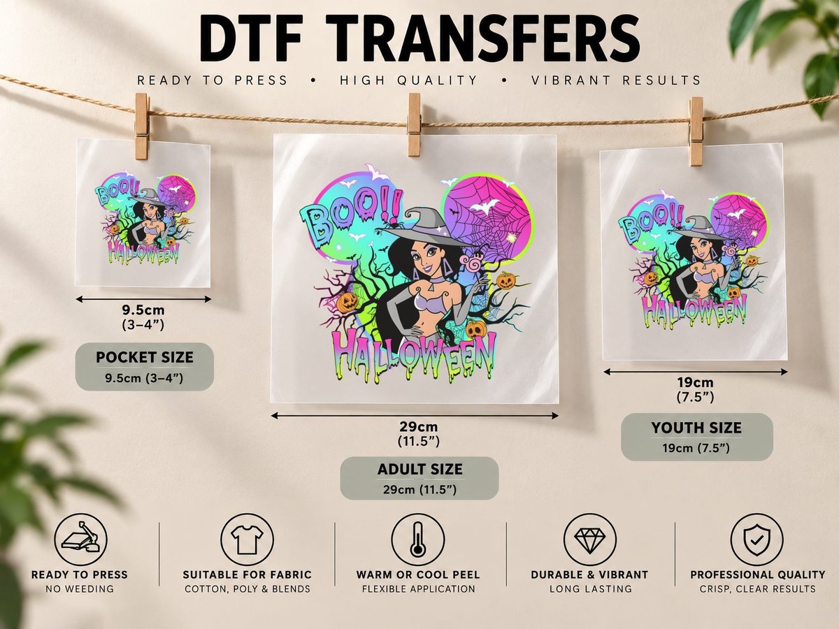 Halloween Witch, Spooky Costume Theme, Festive Party Wear DTF Transfer Iron On