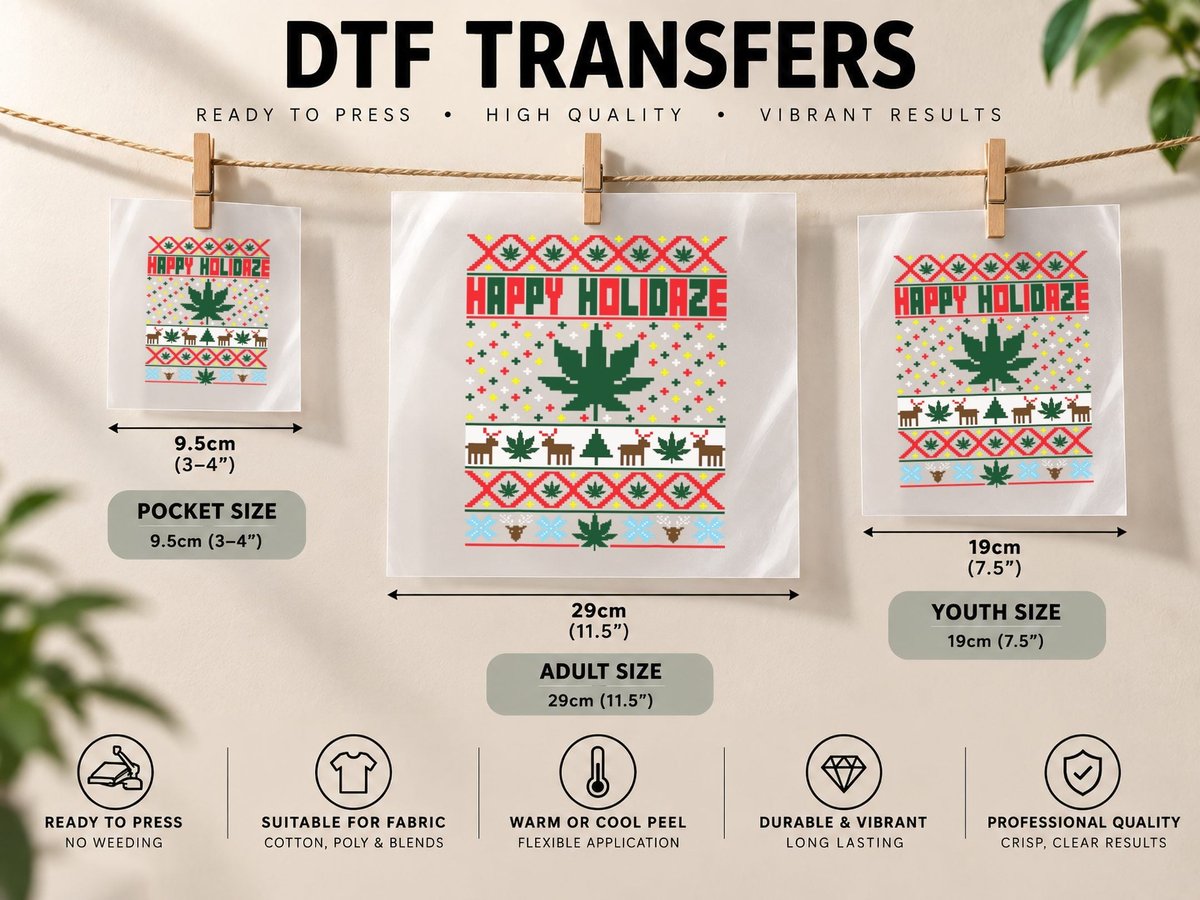 Happy Holidaze, Marijuana Weed Ugly Christmas DTF Transfer Iron On