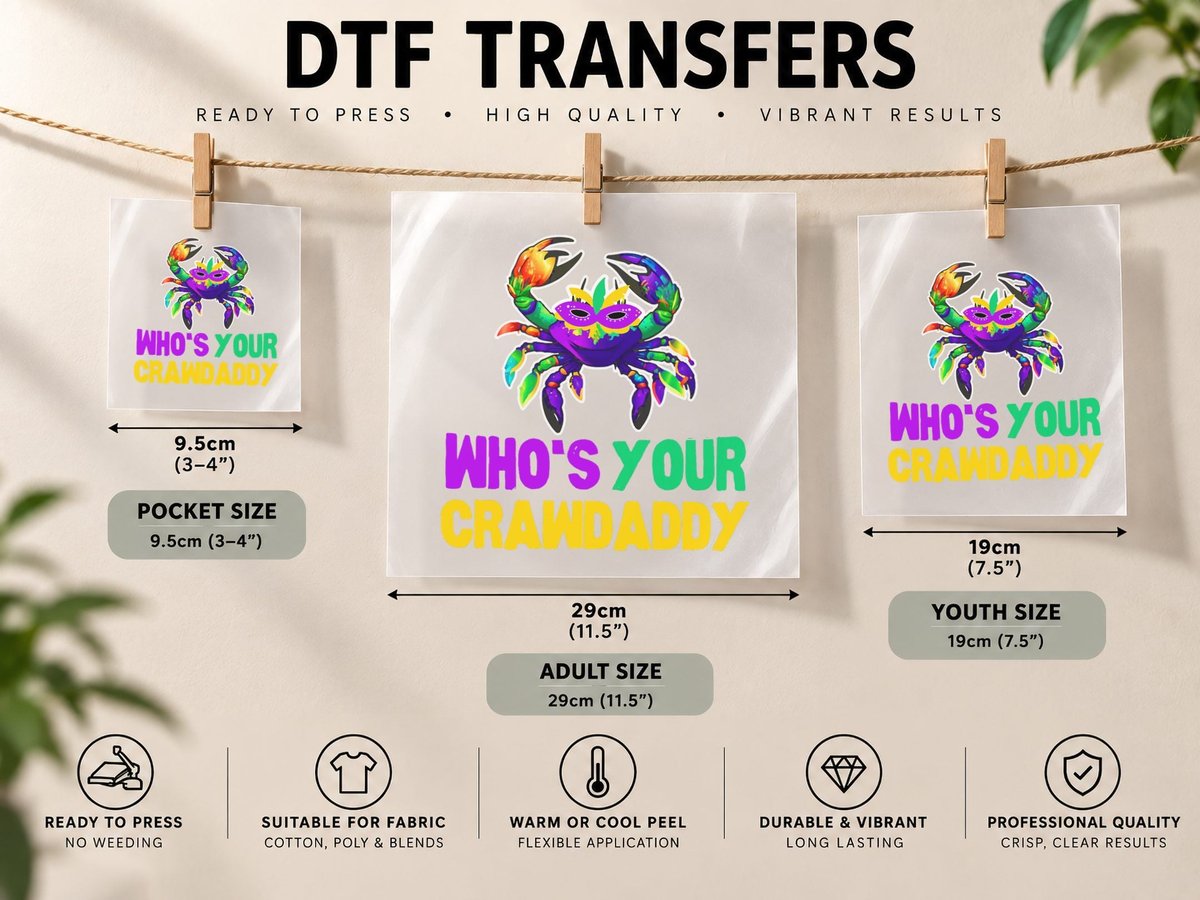 Happy Mardi Gras Funny Crawdaddy Quote, New Orleans Party DTF Transfer Iron On