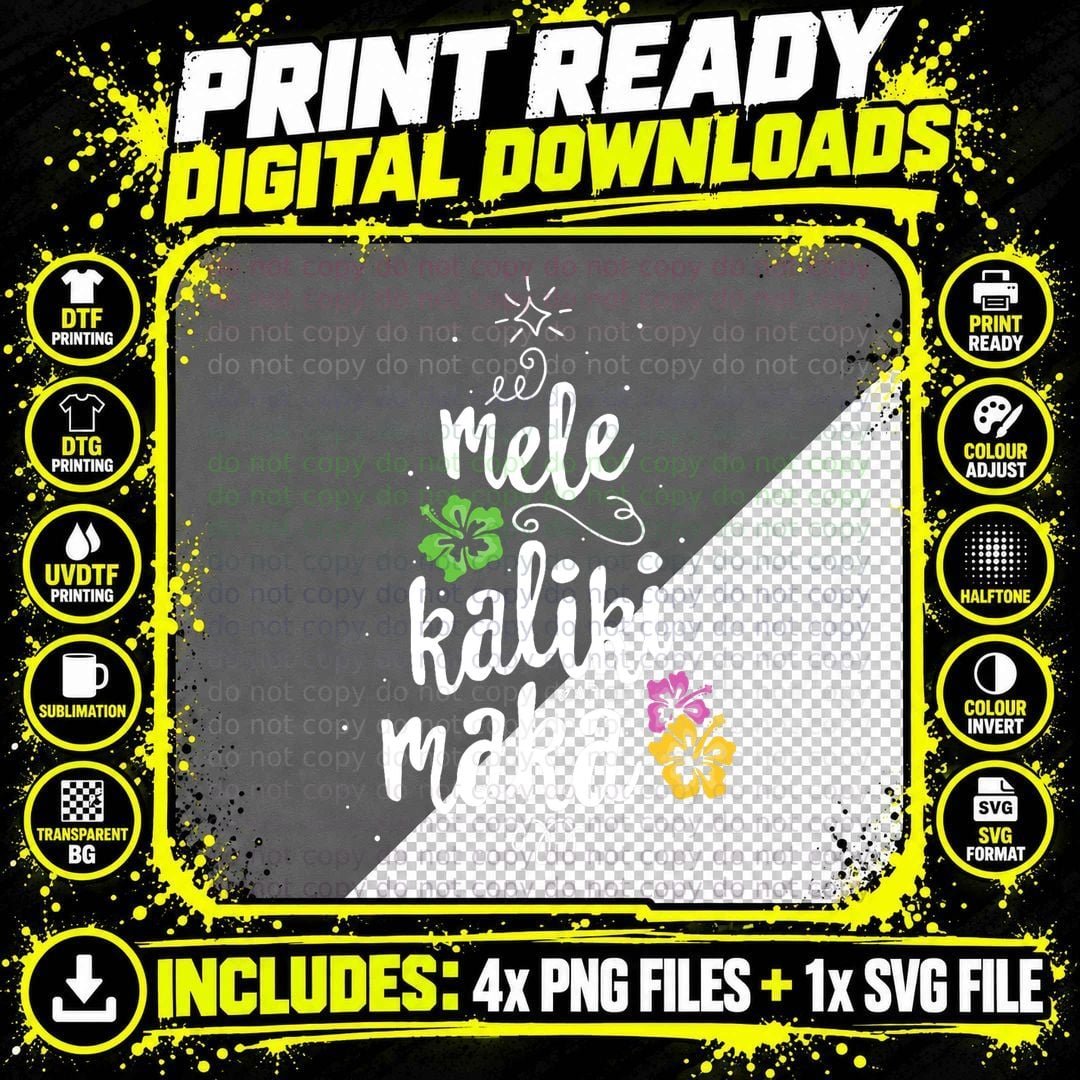 Hawaiian Christmas Tree Mele Kalikimaka Tropical Hawaii Png SVG Digital Bundle