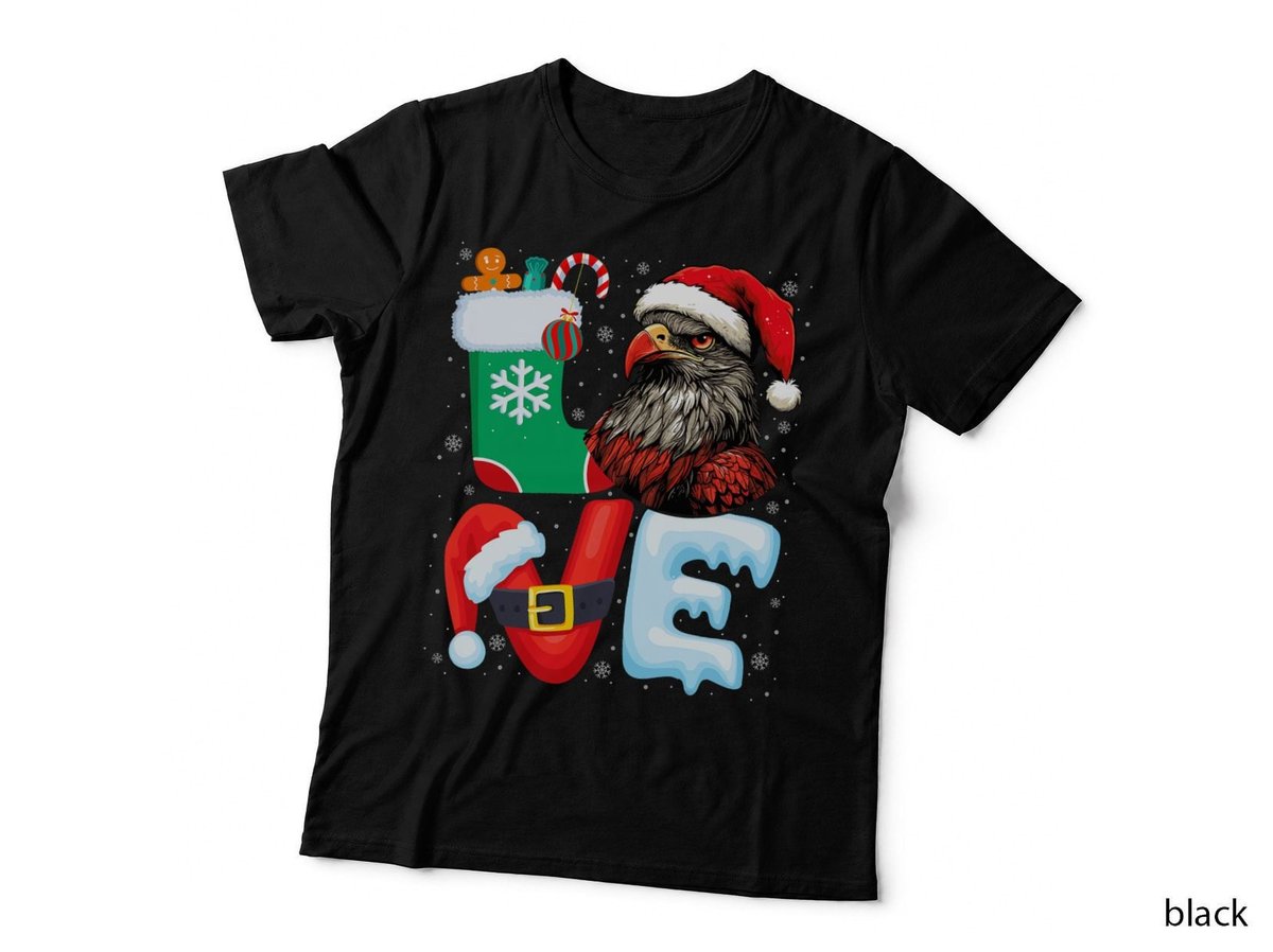 Hawk Wearing Santa Hat Xmas Holiday Hawk Christmas T-Shirt