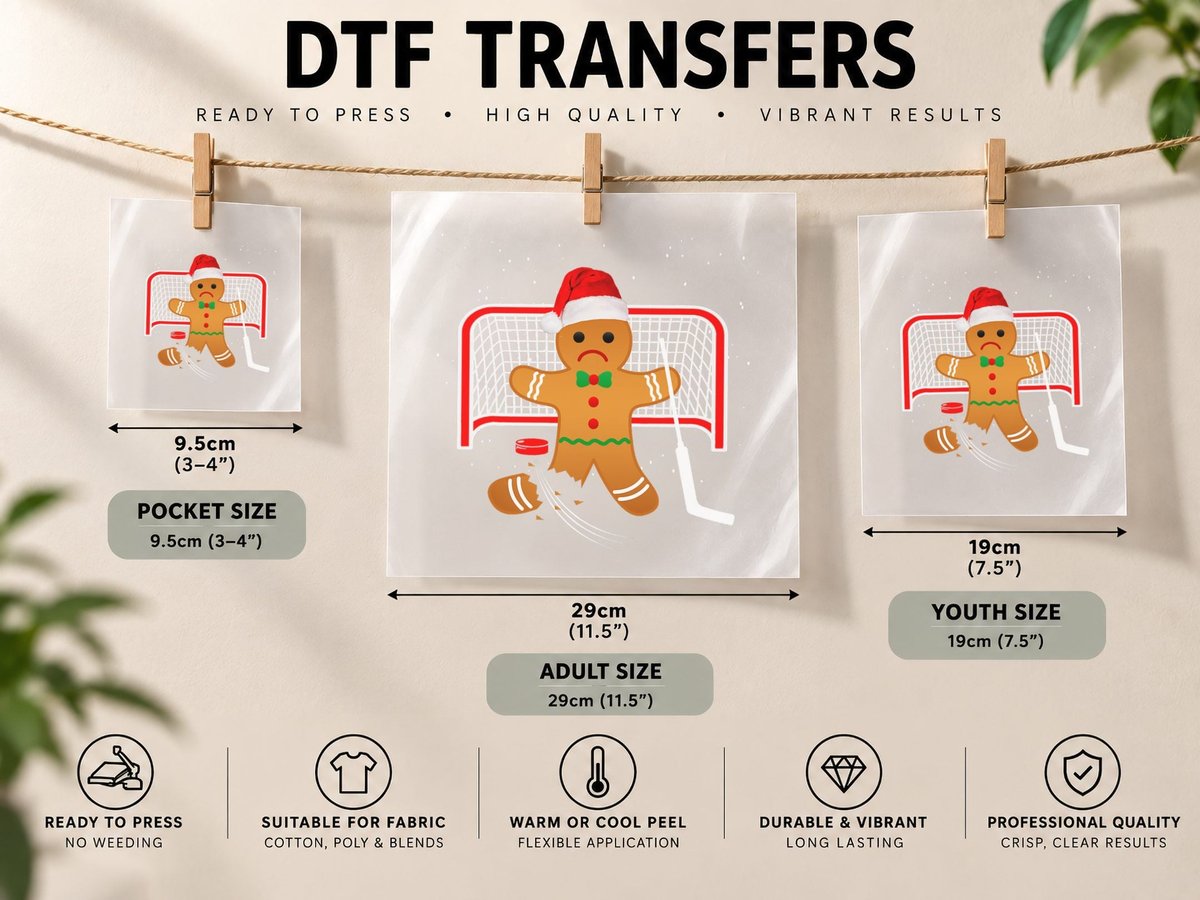 Hockey Goalie Funny Christmas Gingerbread Man Goalie DTF Transfer Iron On