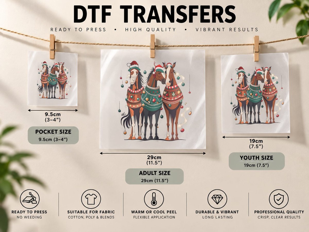 Horse Christmas Xmas Horseback Riding Farm for Women Girls DTF Transfer Iron On