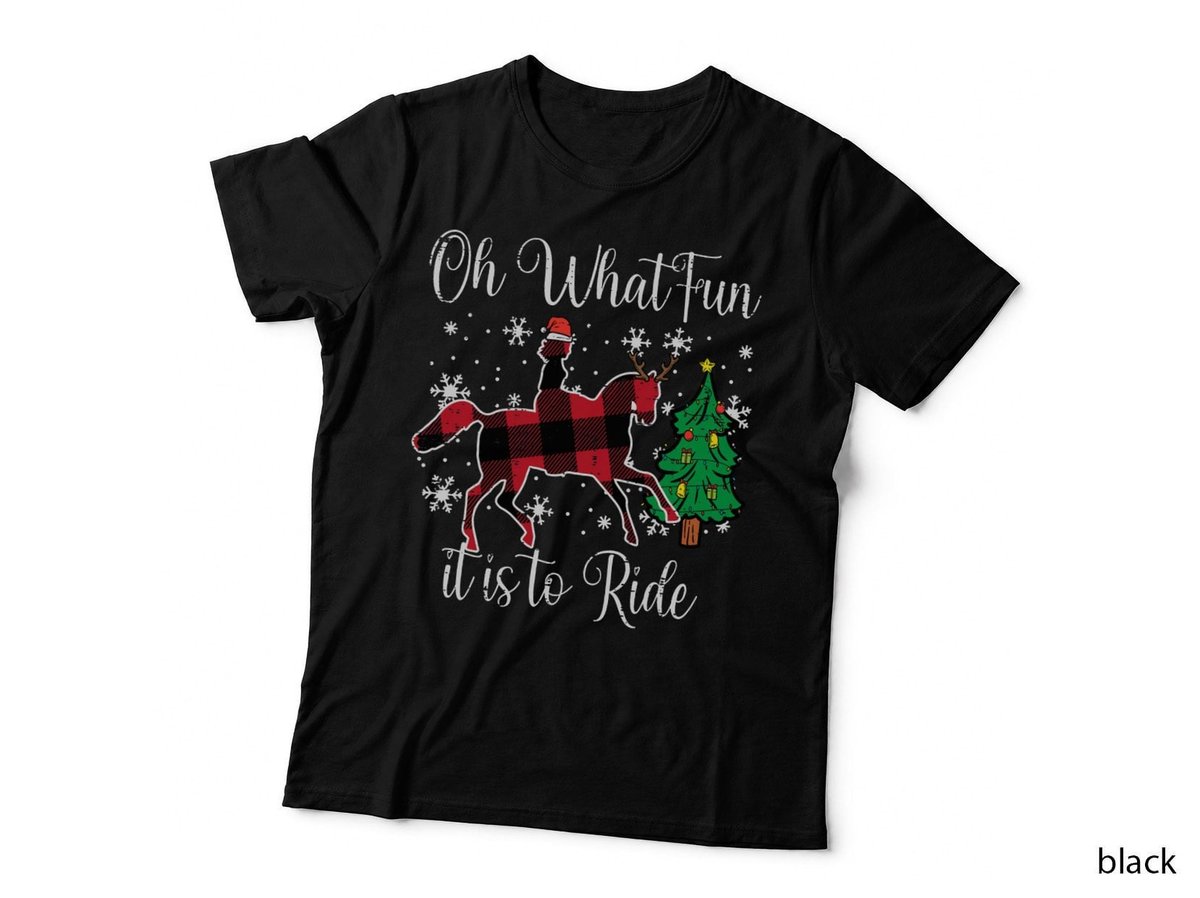 Horse Oh What Fun It Is to Ride Christmas Xmas Girls Women T-Shirt