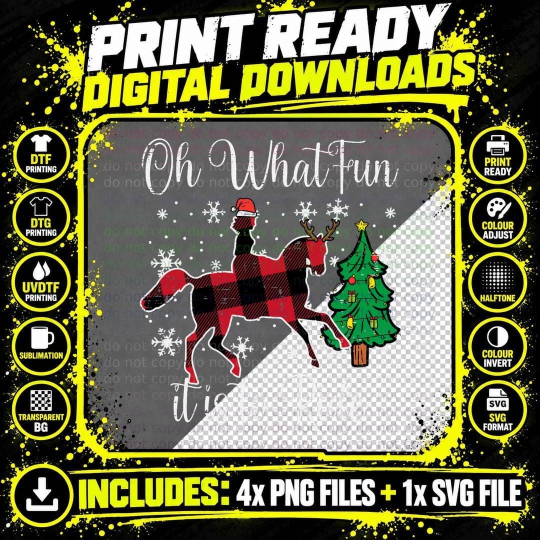 Horse Oh What Fun It Is to Ride Christmas Xmas Girls Png SVG Digital Bundle