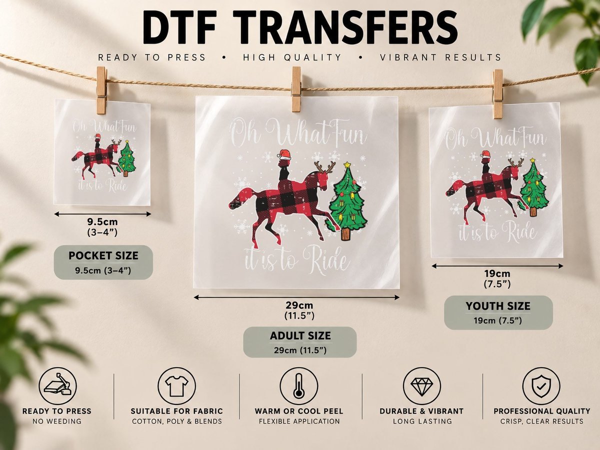 Horse Oh What Fun It Is to Ride Christmas Xmas Girls Women DTF Transfer Iron On