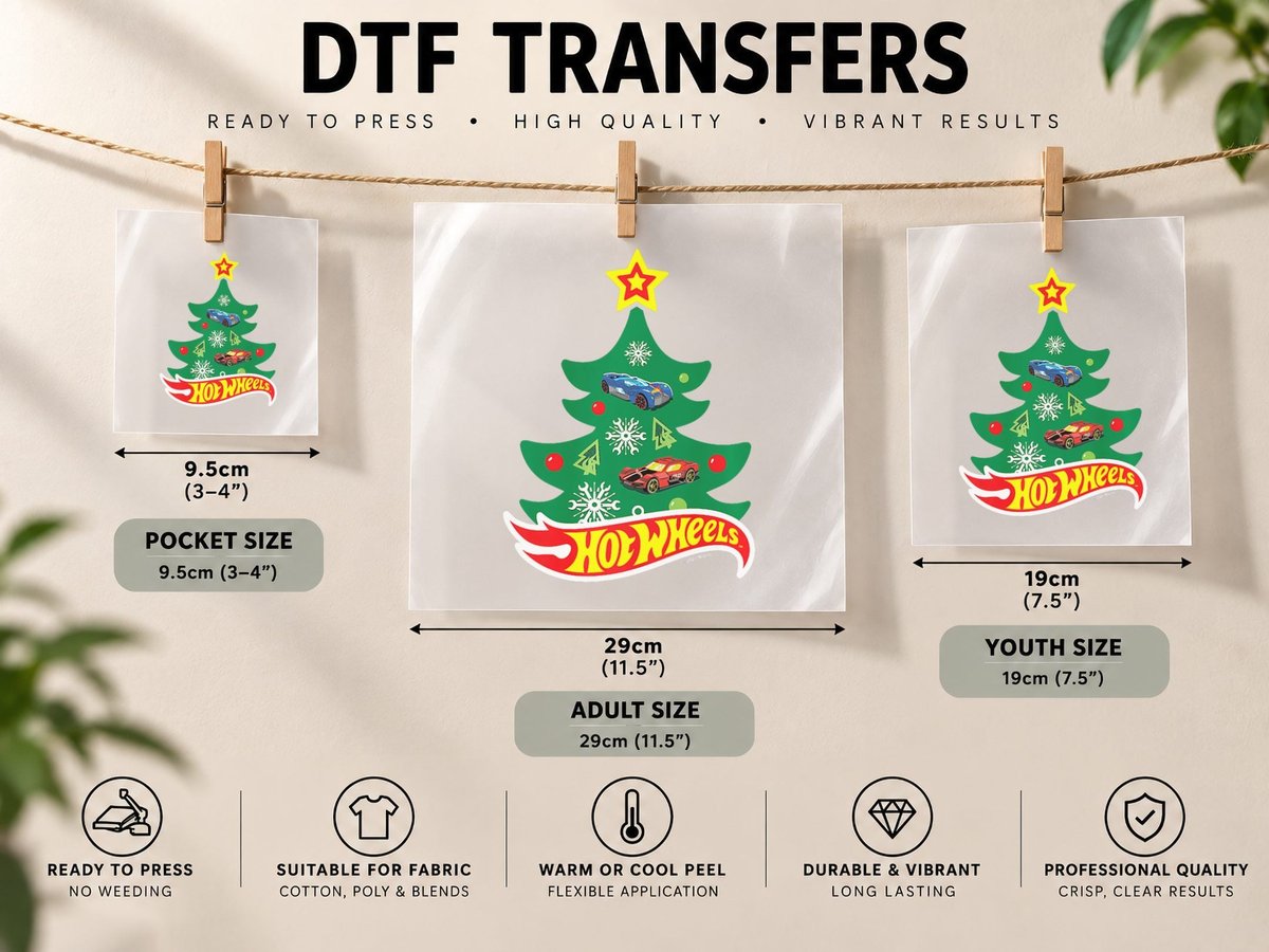 Hot Wheels - Hot Wheels Christmas Tree, Seasonal DTF Transfer Iron On