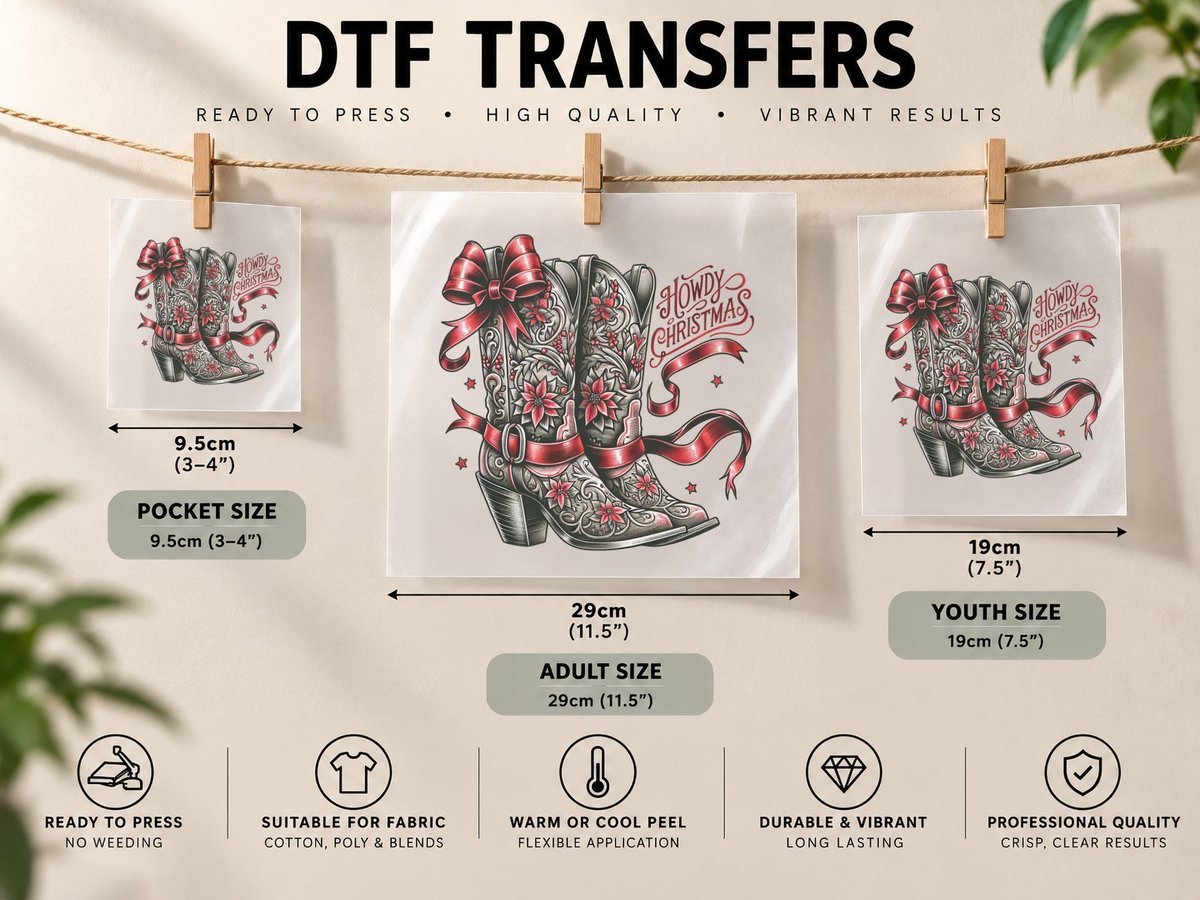 Howdy Christmas, Distressed Look, Retro Vintage DTF Transfer Iron On