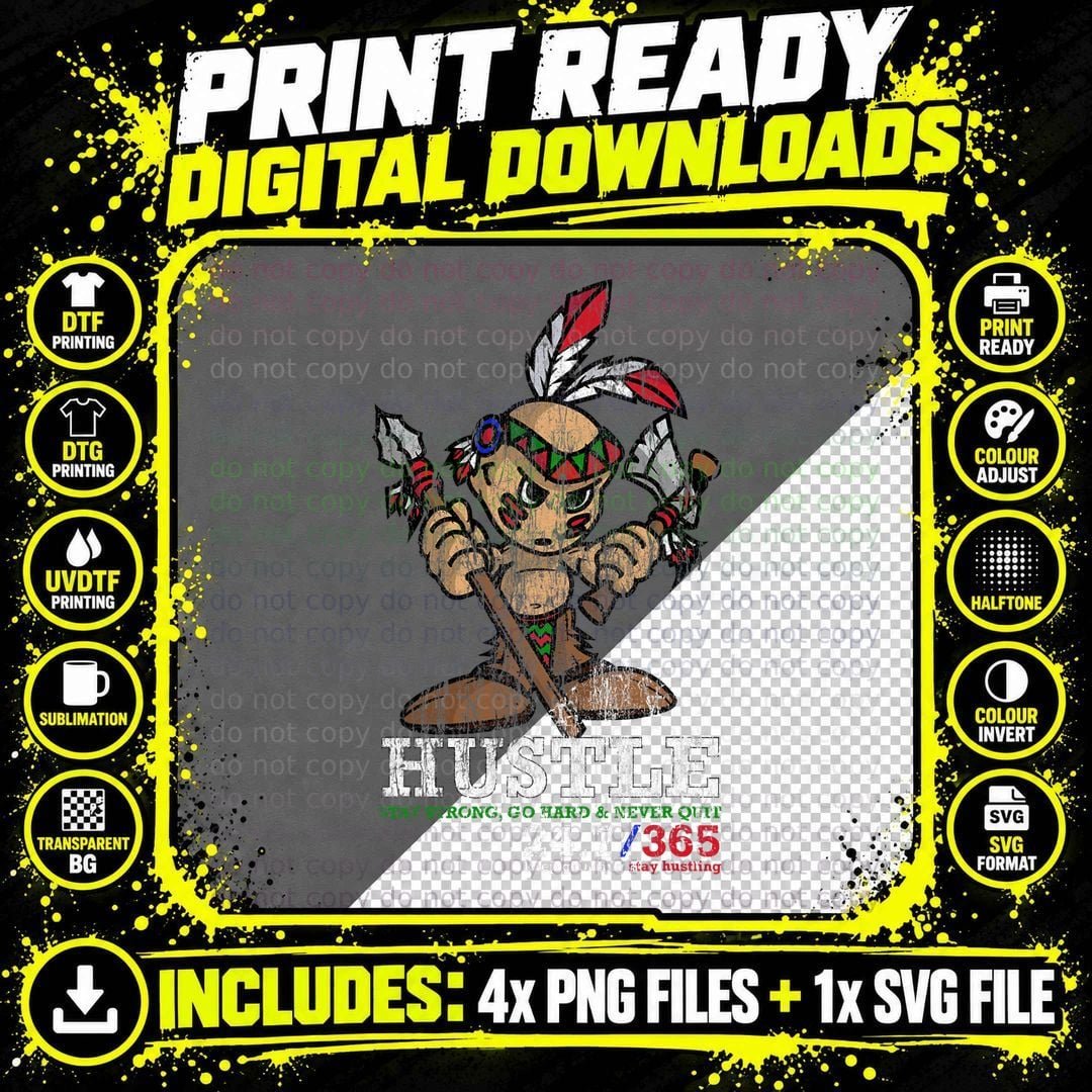 Hustle Hiphop Hard Rap Lover Young Indian Christmas Gift Png SVG Digital Bundle