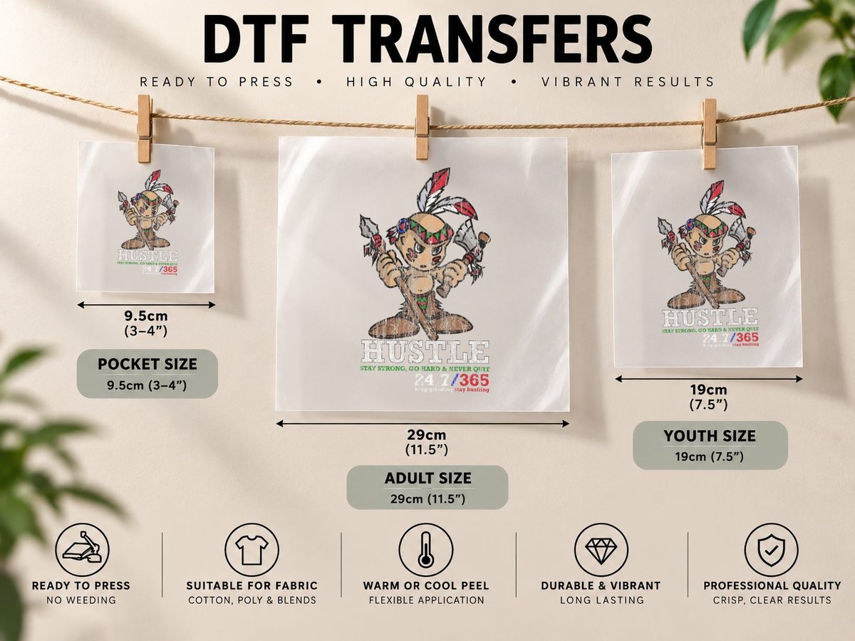 Hustle Hiphop Hard Rap Lover Young Indian Christmas Gift DTF Transfer Iron On