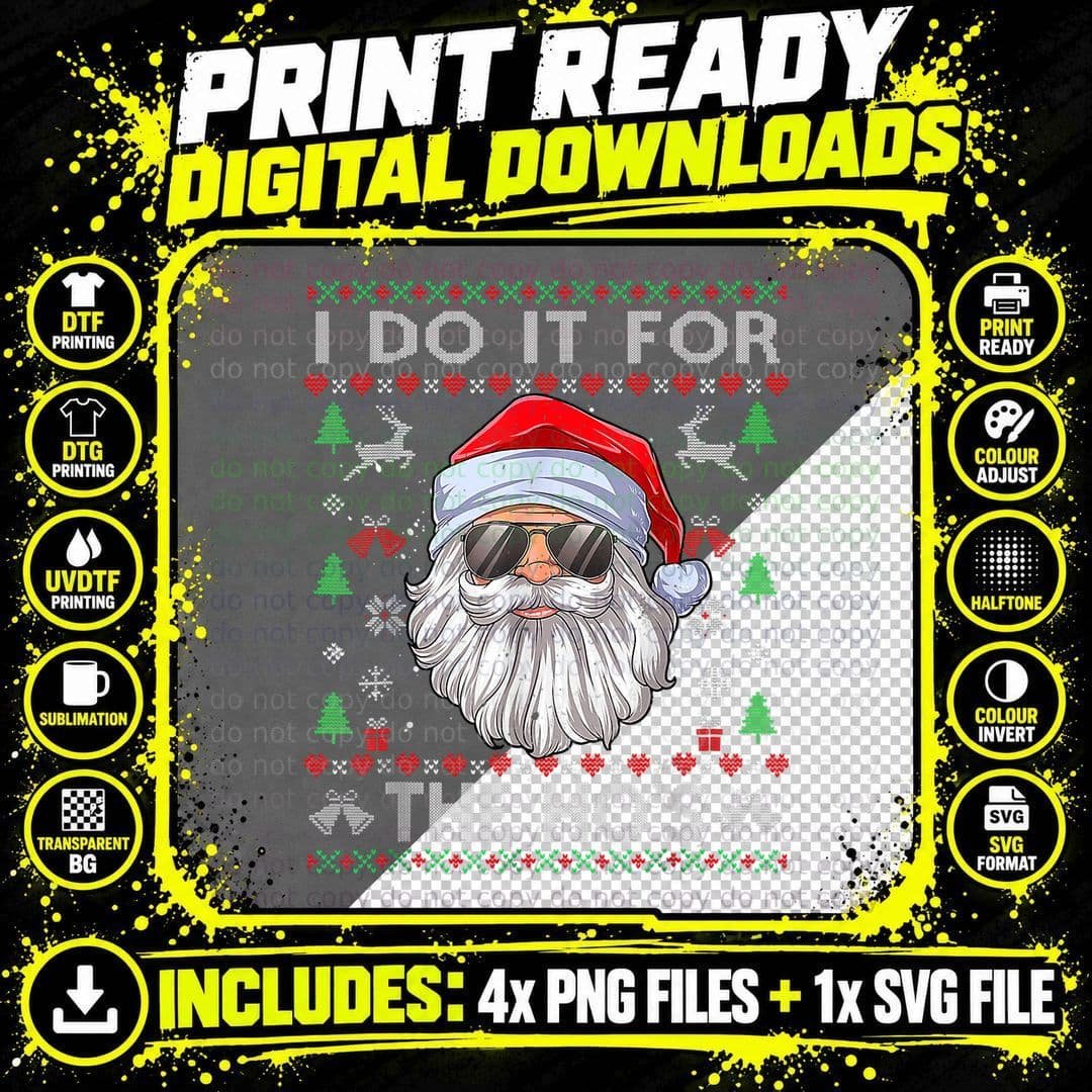 I Do It Hos Men Santa Ugly Christmas Sweater T-Shirt Png SVG Digital Bundle