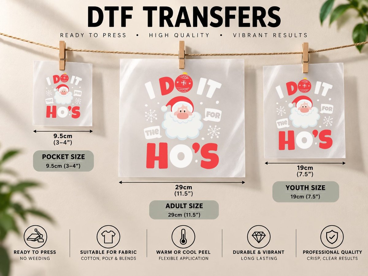 I Do It for the Ho's Funny Inappropriate Christmas Men DTF Transfer Iron On