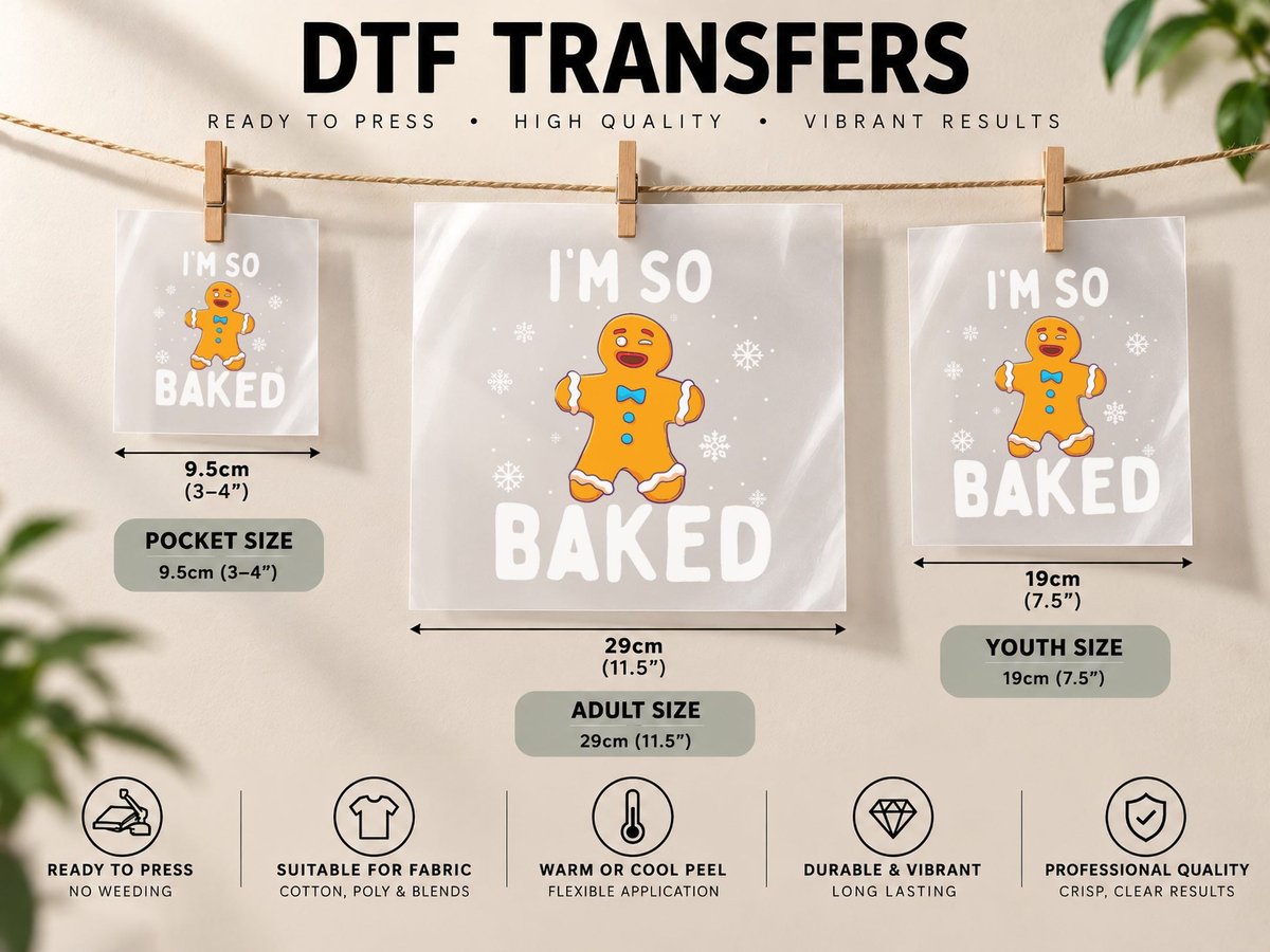 I'm So Baked Gingerbread Man Christmas Funny Cookie Baking DTF Transfer Iron On