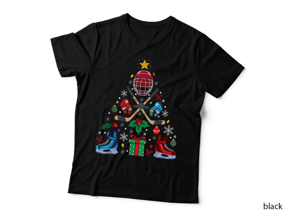 Ice Hockey Christmas Ornament Tree Boys Mens Hockey Lovers T-Shirt