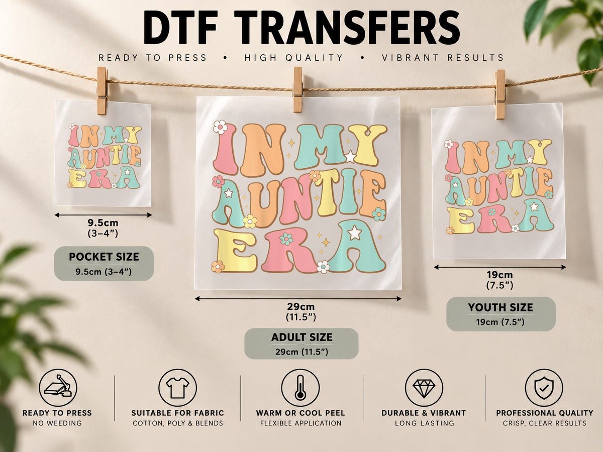 In My Auntie Era (on Back) Groovy Retro for Aunt Christmas DTF Transfer Iron On