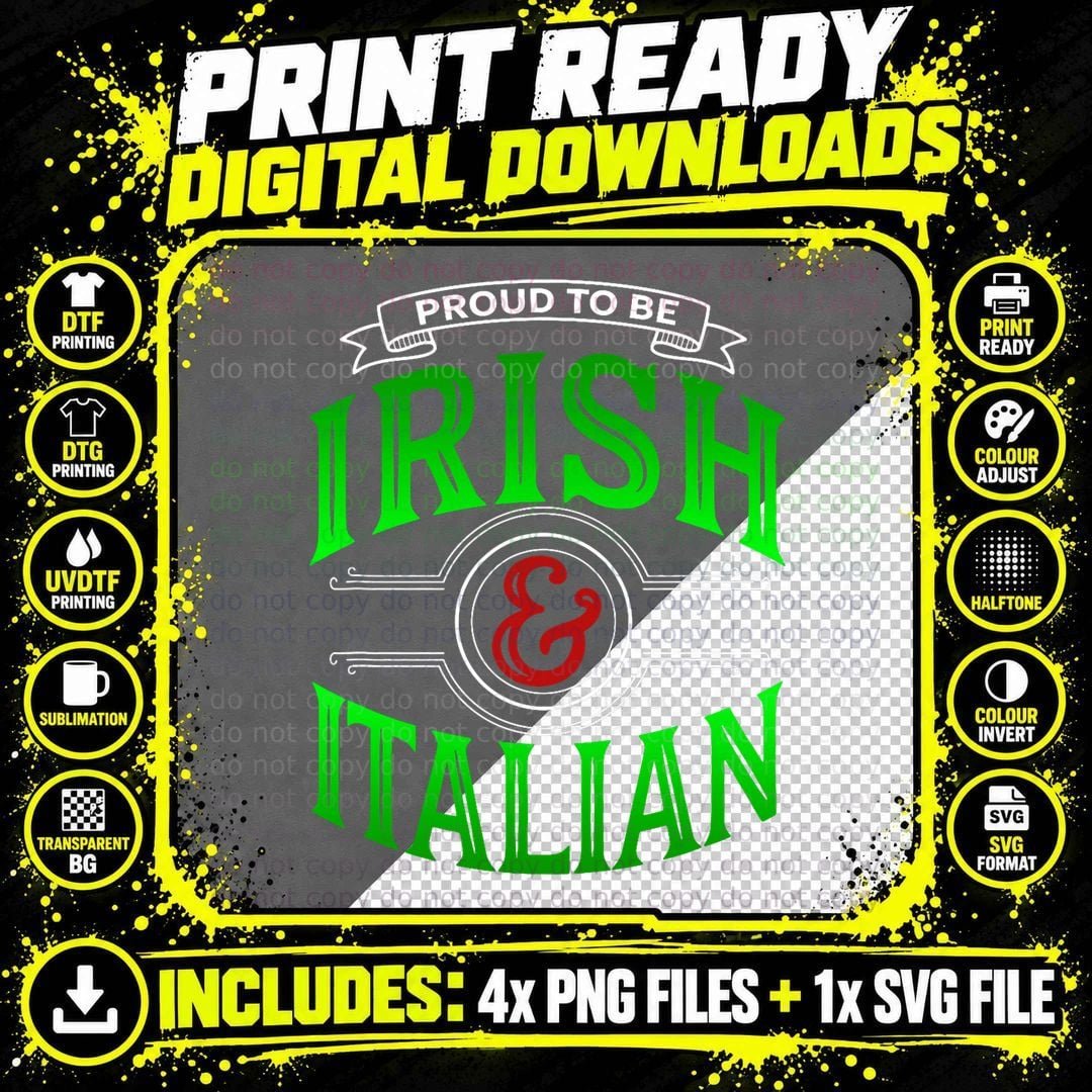 Irish Italian Pride St Patricks Day Shirt Vintage Style Png SVG Digital Bundle