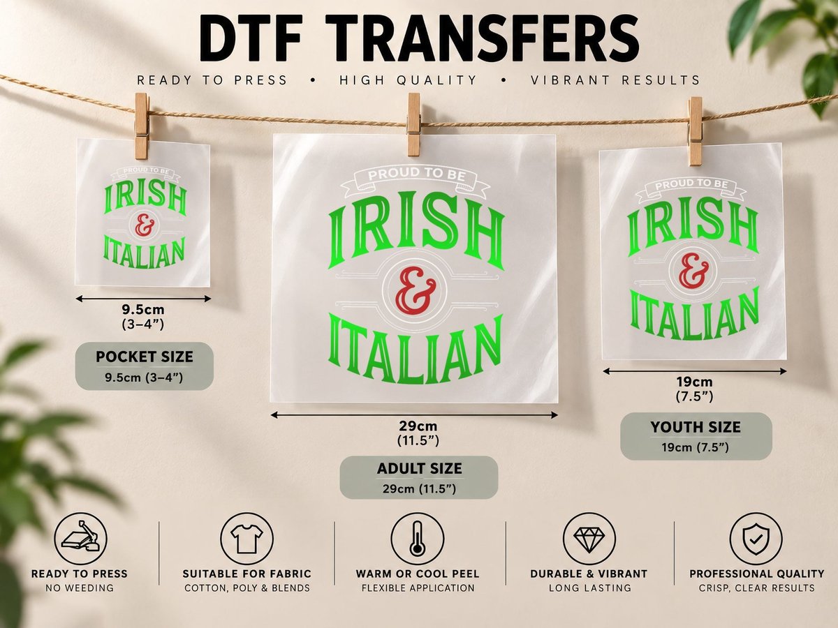 Irish Italian Pride St Patricks Day Vintage Style, Men's DTF Transfer Iron On
