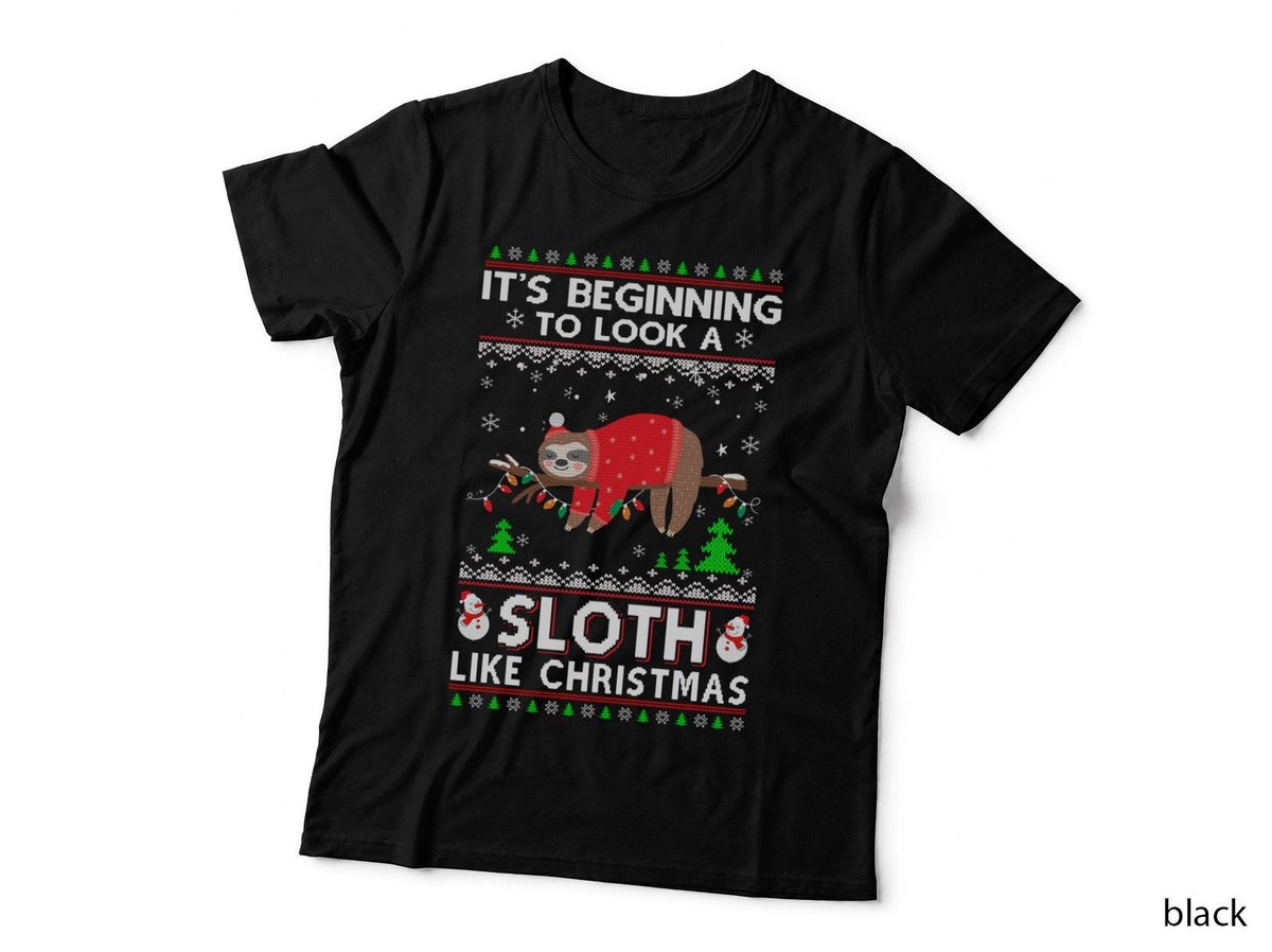 It's Beginning to Look a Sloth Like Christmas Ugly Xmas T-Shirt