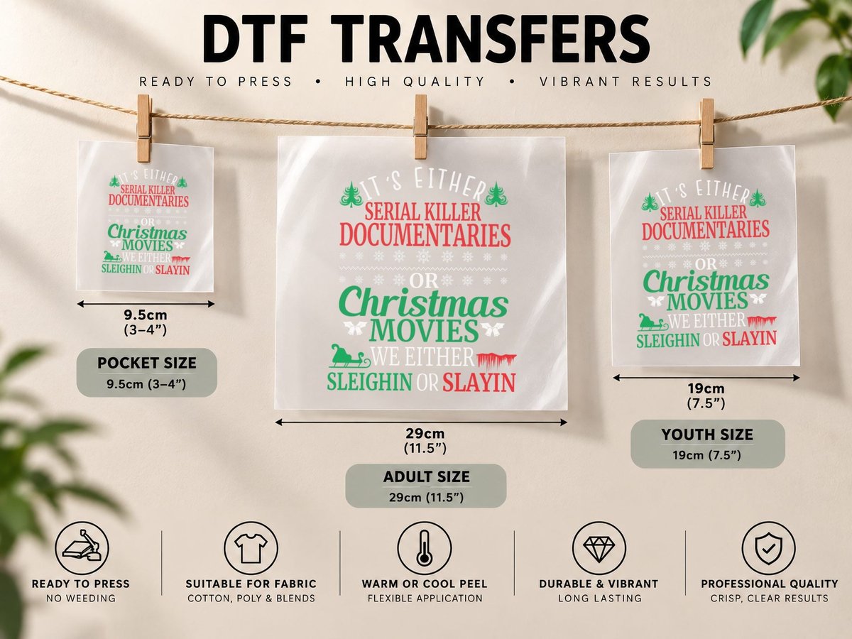 It's Either Serial Killer Documentaries or Christmas Movies DTF Transfer Iron On
