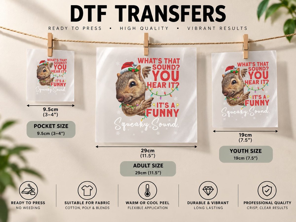 It's a Funny Squeaky Sound Christmas Squirrel DTF Transfer Iron On