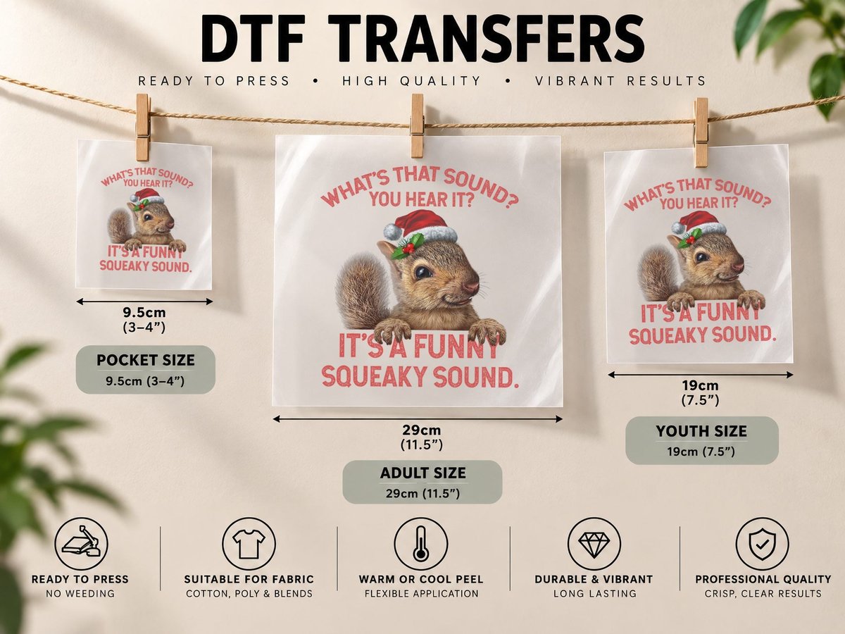 It's a Funny Squeaky Sound Christmas Squirrel DTF Transfer Iron On