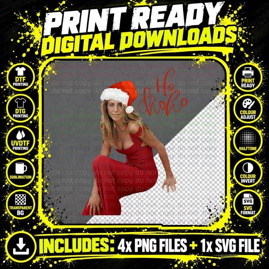 Jennifer Aniston Christmas Santa Hat T-Shirt Png SVG Digital Bundle