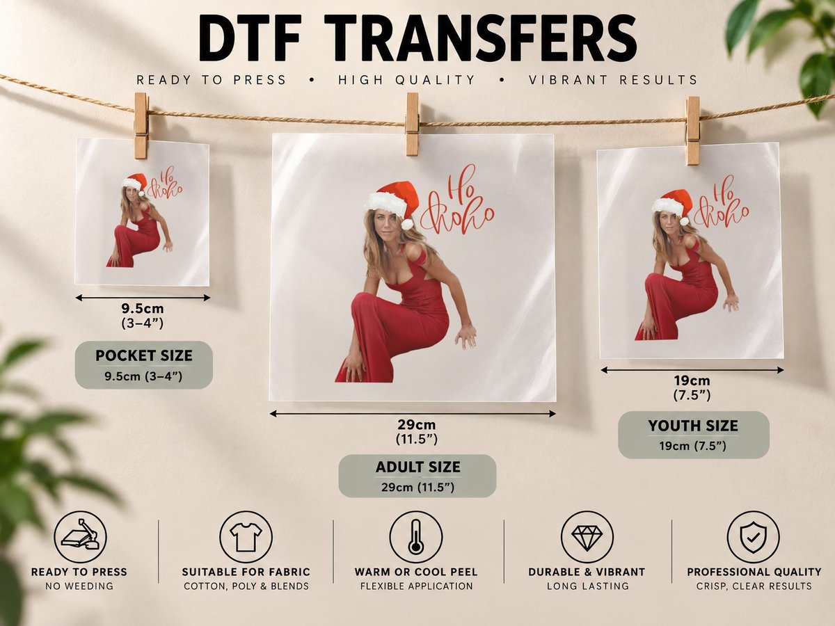 Jennifer Aniston Christmas Santa Hat, Festive Holiday Style DTF Transfer Iron On