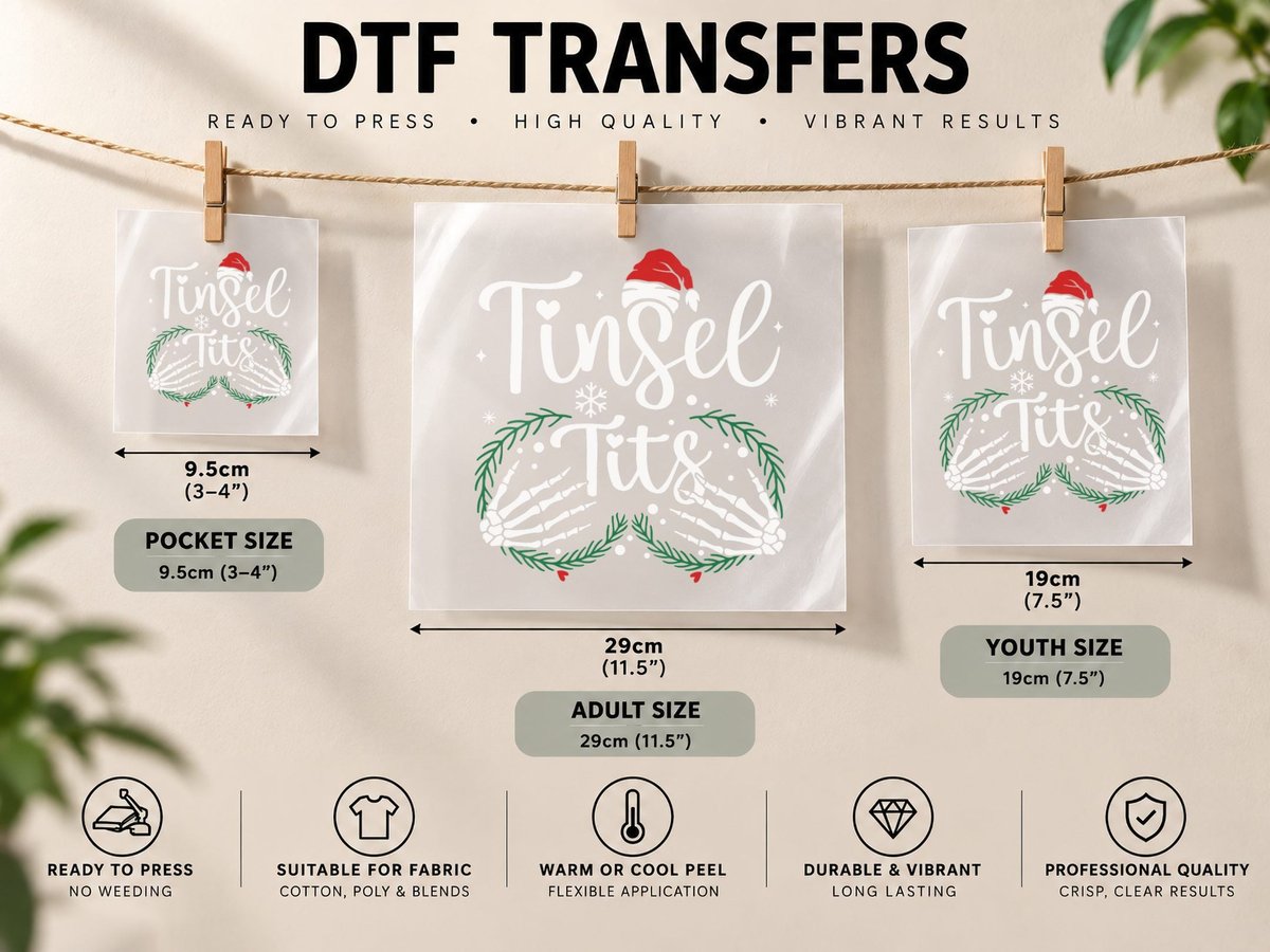 Jingle Balls Tinsel Tits Matching Christmas Couples DTF Transfer Iron On