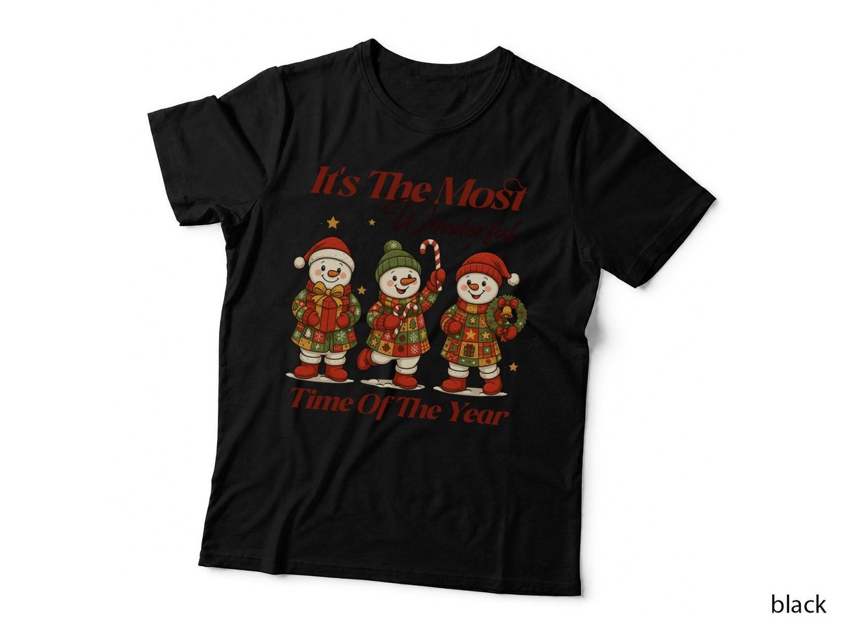 Jolly Snowman Squad Funny Christmas Holiday Festive Patchwork T-Shirt