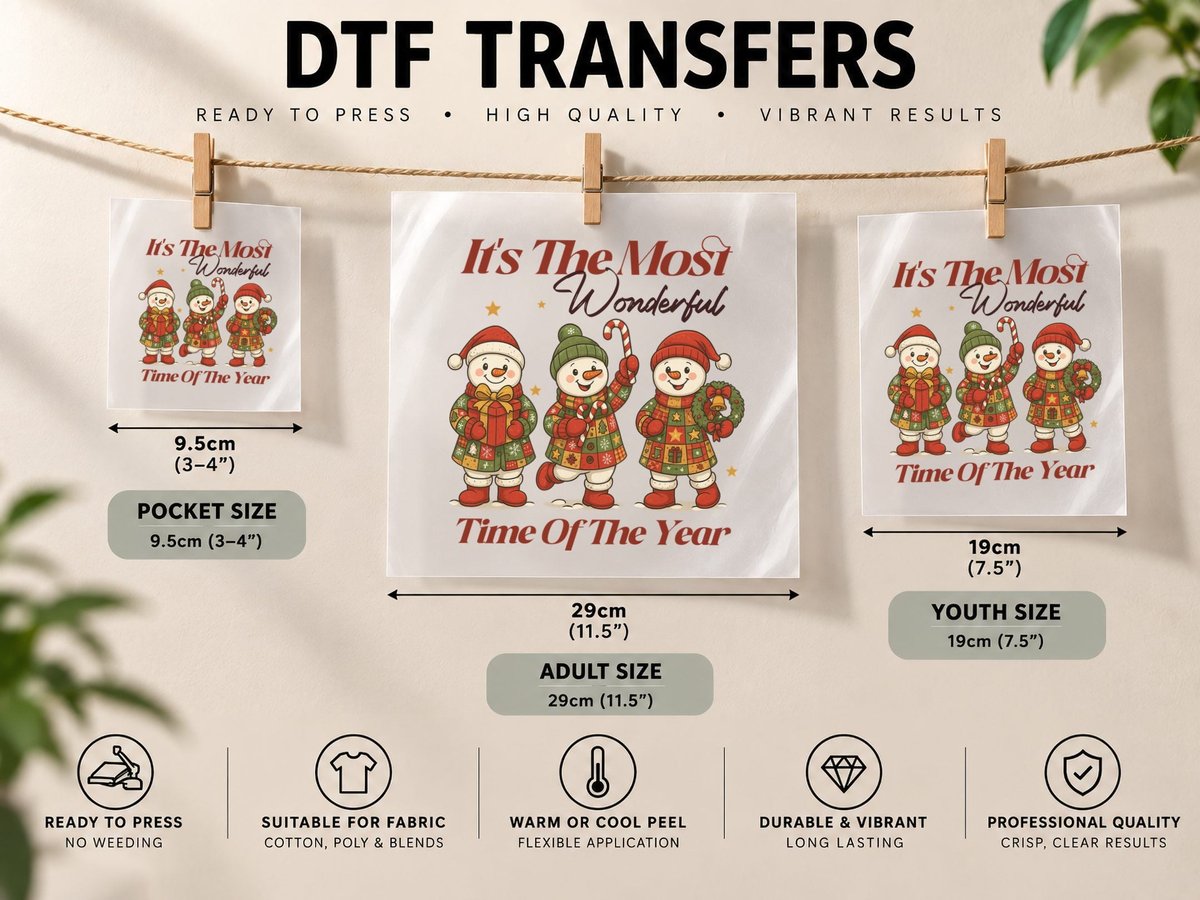 Jolly Snowman Squad Funny Christmas Holiday Festive DTF Transfer Iron On