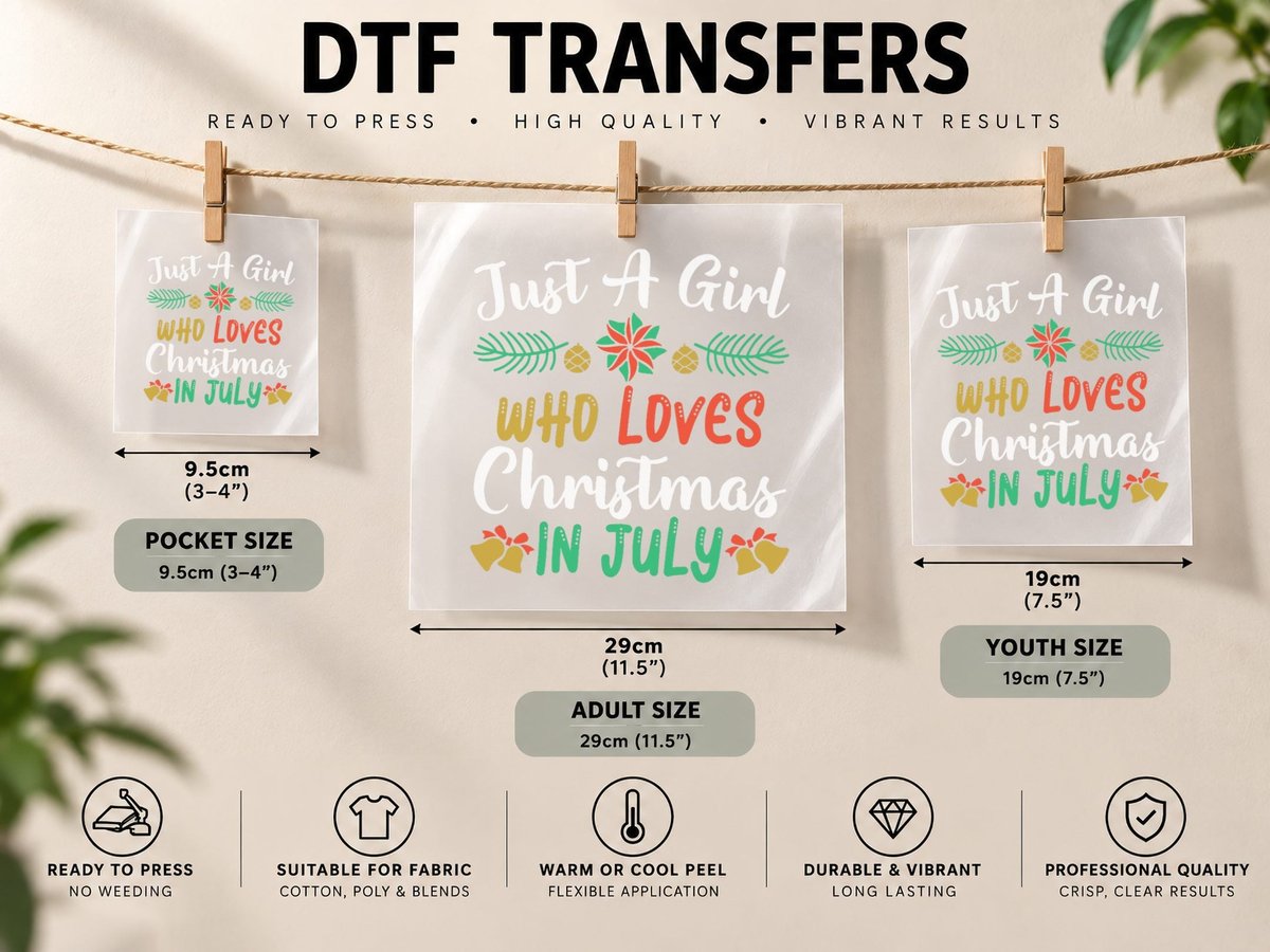 Just a Girl Who Loves Christmas in July Summer Vacation DTF Transfer Iron On