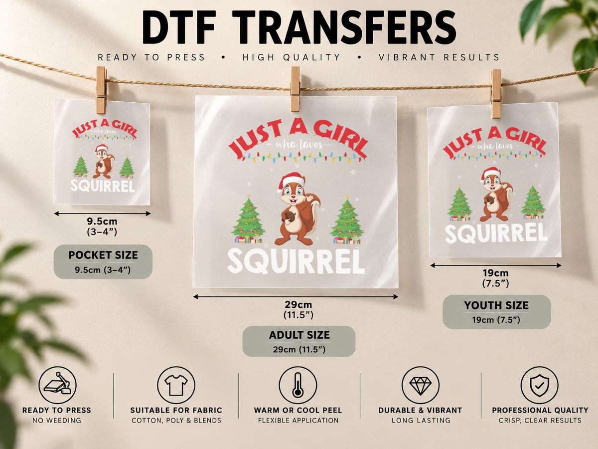 Just a Girl Who Loves Squirrel Funny Ugly Christmas DTF Transfer Iron On
