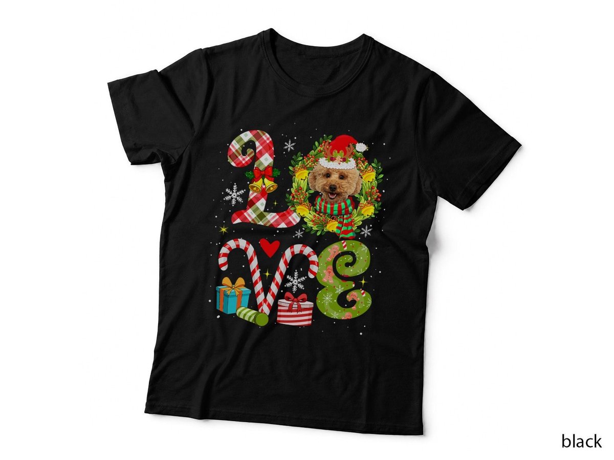 LOVE Christmas Maltipoo Wearing Santa Hat Dog Owner Lover T-Shirt