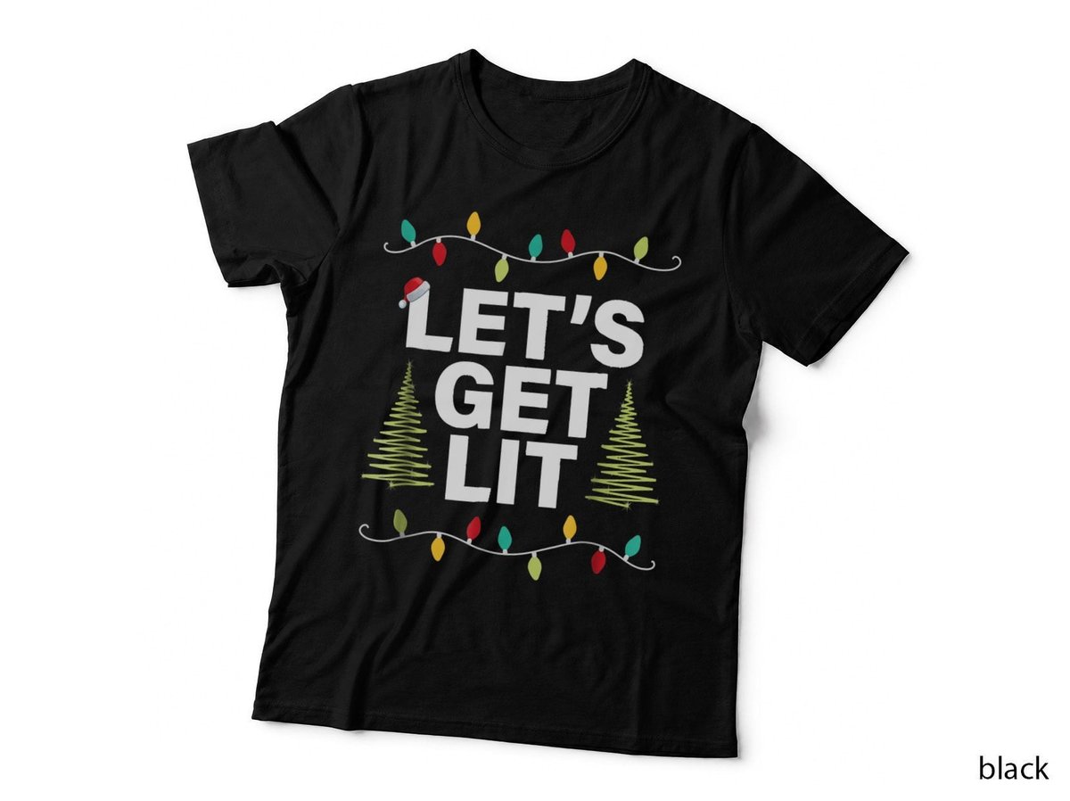 Let's Get Lit Funny Christmas Drinking T-Shirt Xmas Lights T-Shirt