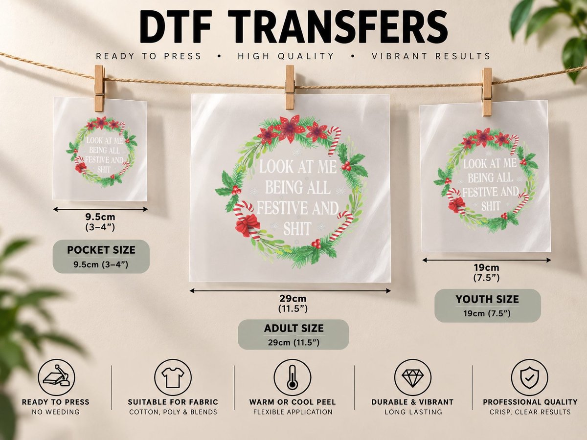 Look at Me Being All Festive and Shits Funny Xmaschristmas DTF Transfer Iron On