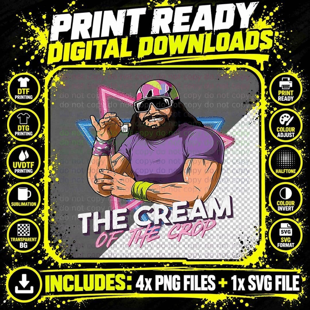 Macho-The Cream of the Crop, Wrestling Ugly Xmas Png SVG Digital Bundle