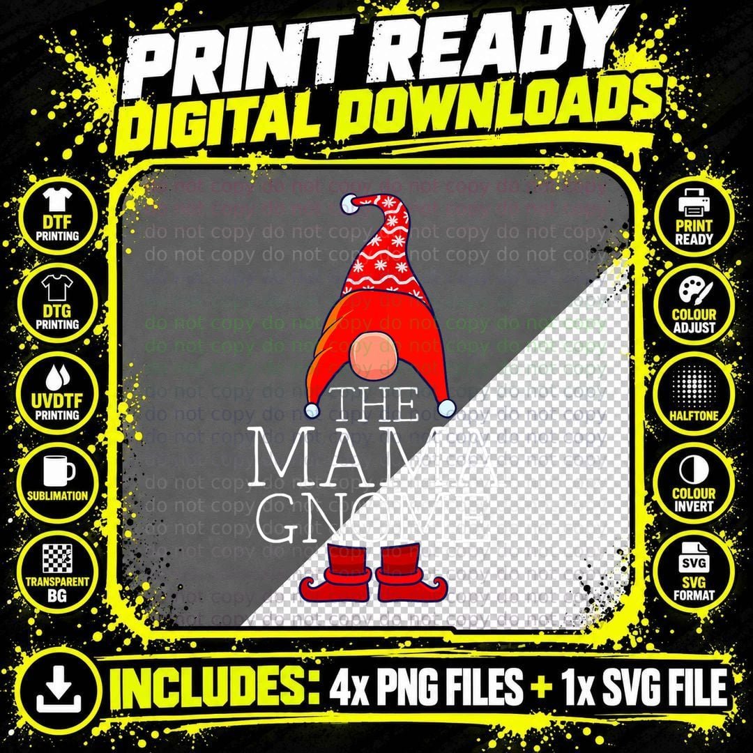 Mama Gnome Family Matching Group Christmas Outfits Png SVG Digital Bundle