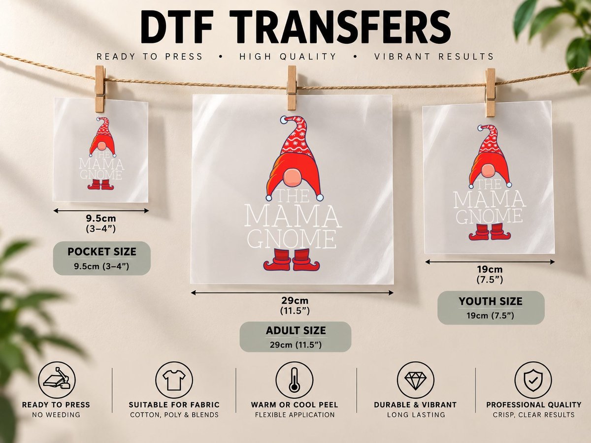Mama Gnome Family Matching Group Christmas Outfits Pictures DTF Transfer Iron On