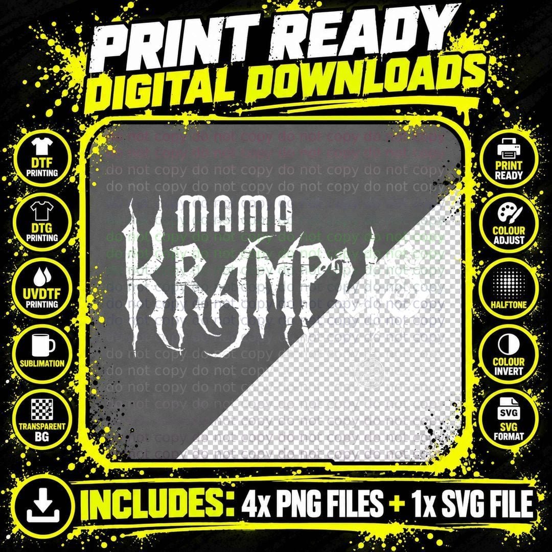 Mama Krampus - Unique Matching Family Christmas Pajama Png SVG Digital Bundle