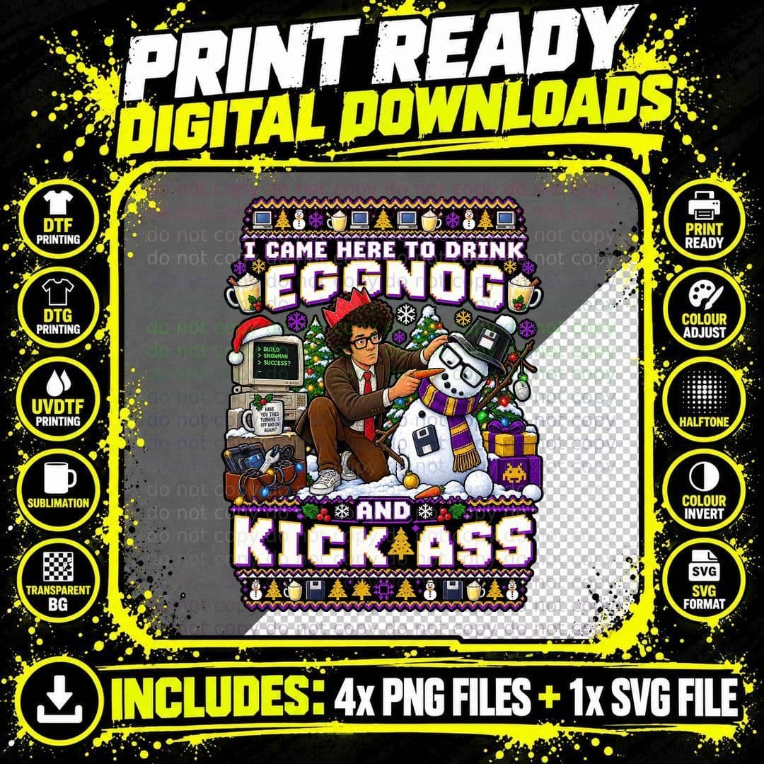Maurice Moss Christmas Eggnog IT Crowd British Comedy Png SVG Digital Bundle