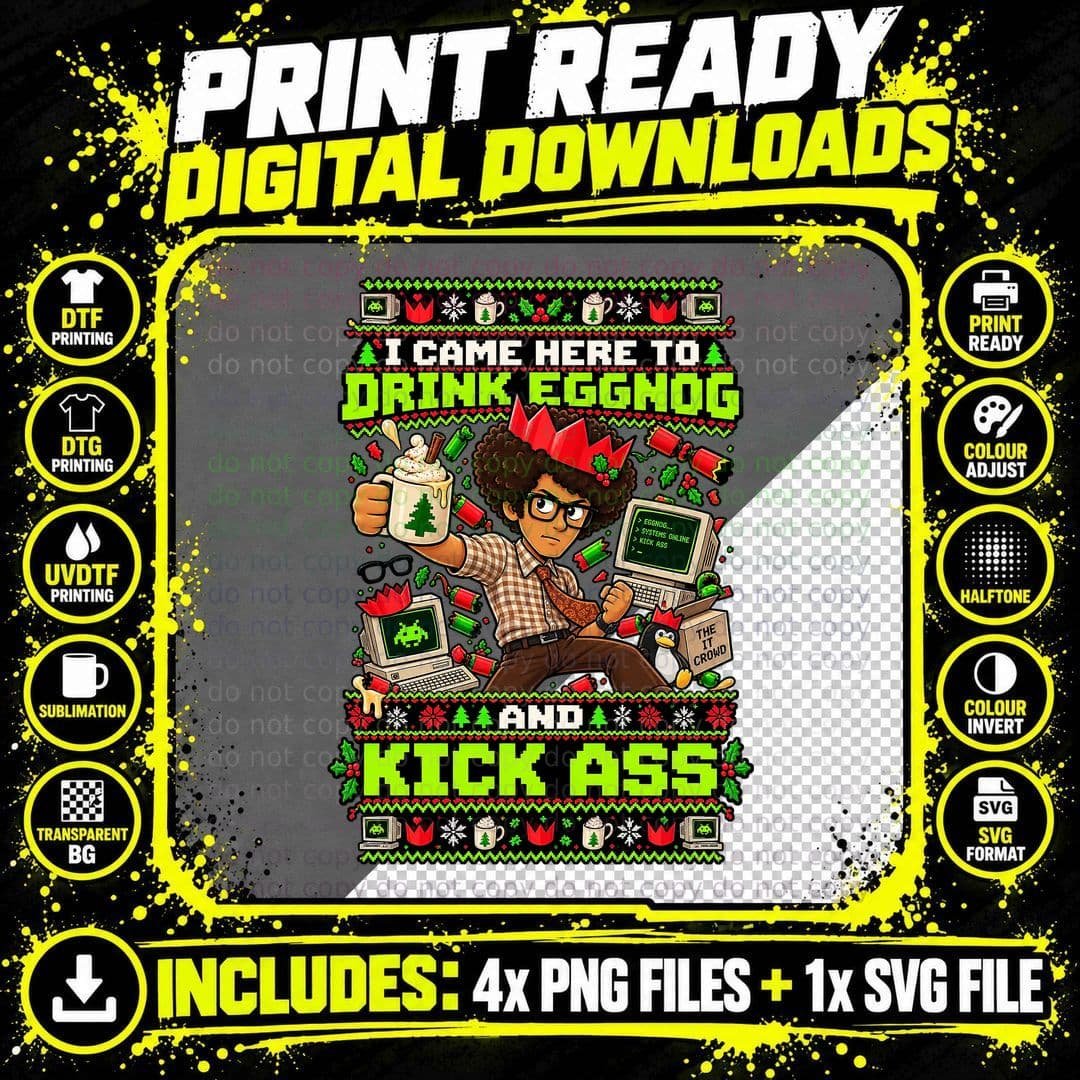 Maurice Moss IT Crowd Christmas Eggnog Funny Quote Geek Png SVG Digital Bundle