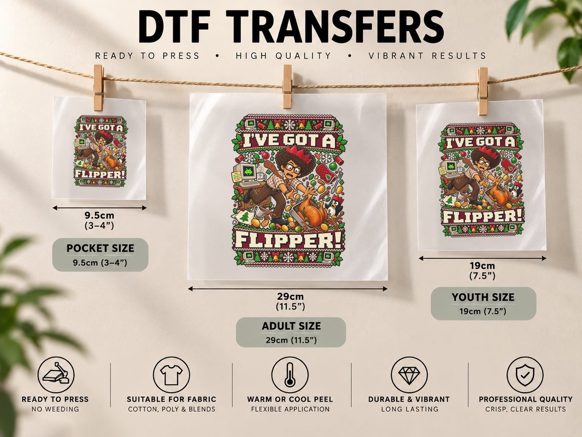 Maurice Moss IT Crowd Christmas Flipper Turkey Geek Funny DTF Transfer Iron On