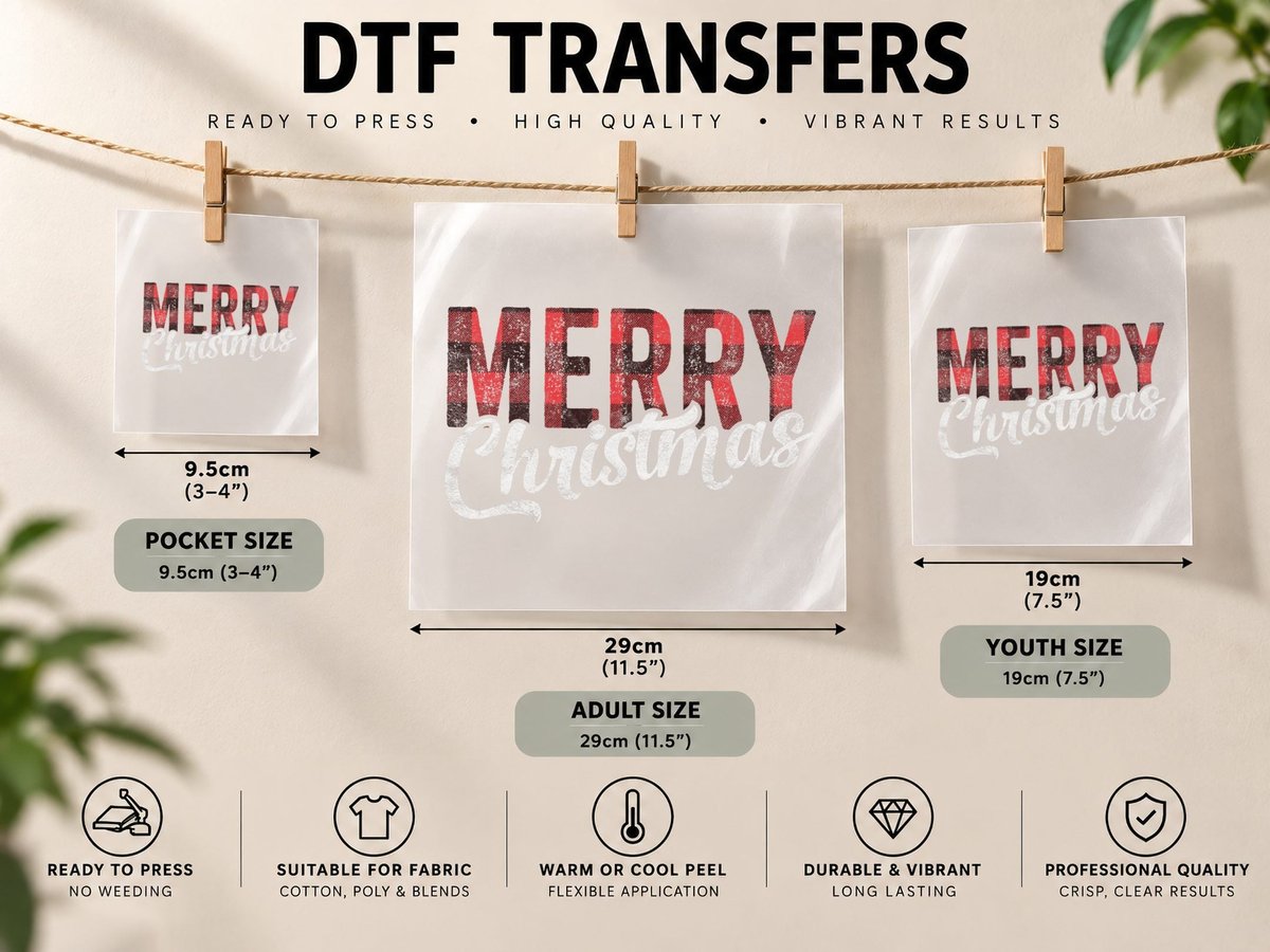 Merry Christmas Gift Family Xmas Red Buffalo Plaid Woman DTF Transfer Iron On