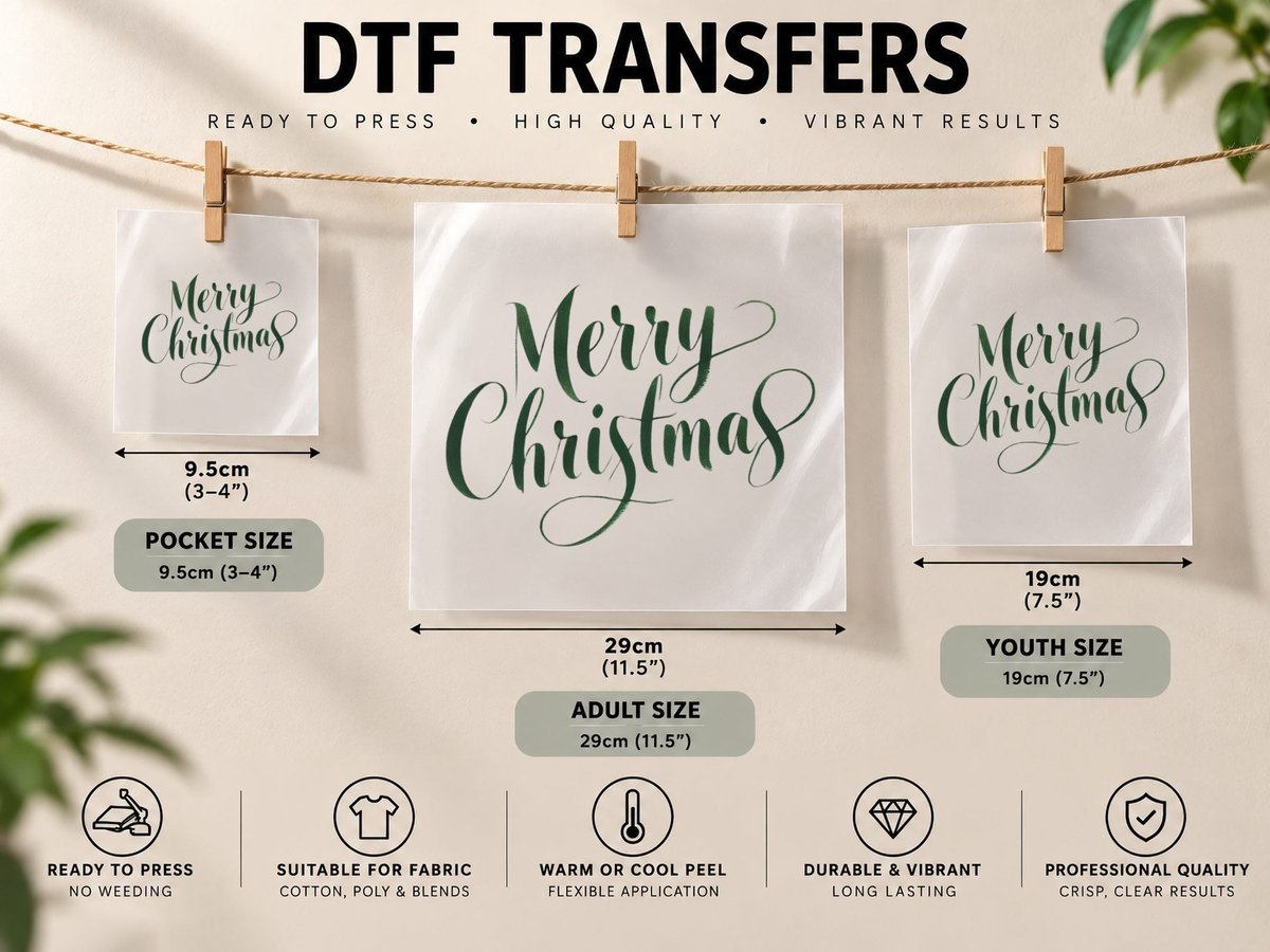 Merry Christmas Green Calligraphy Holiday Script DTF Transfer Iron On