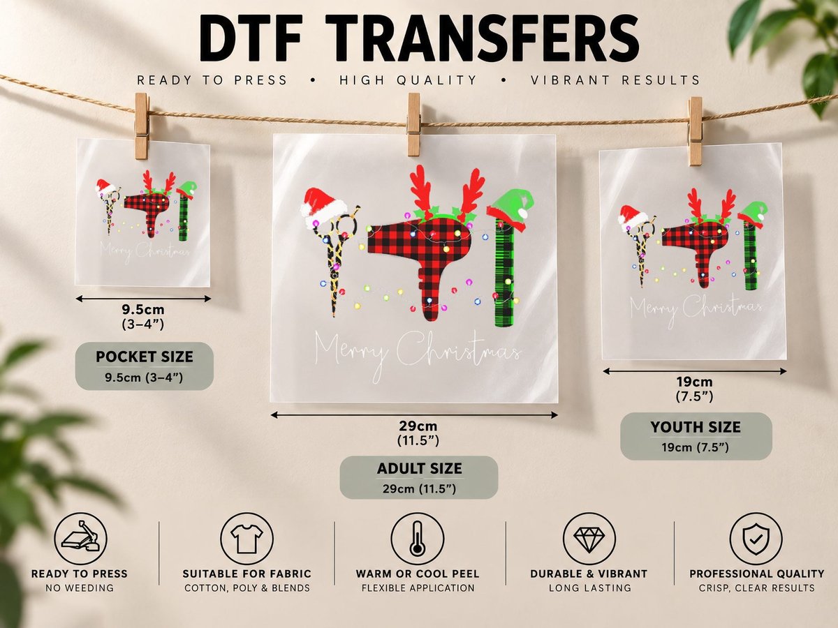 Merry Christmas Hairstylist Funny Tool Hairdresser Barber DTF Transfer Iron On